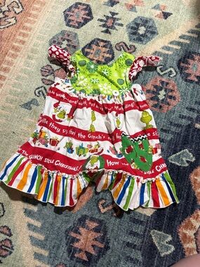 Grinch Holiday Ruffle Dress - Green & Red